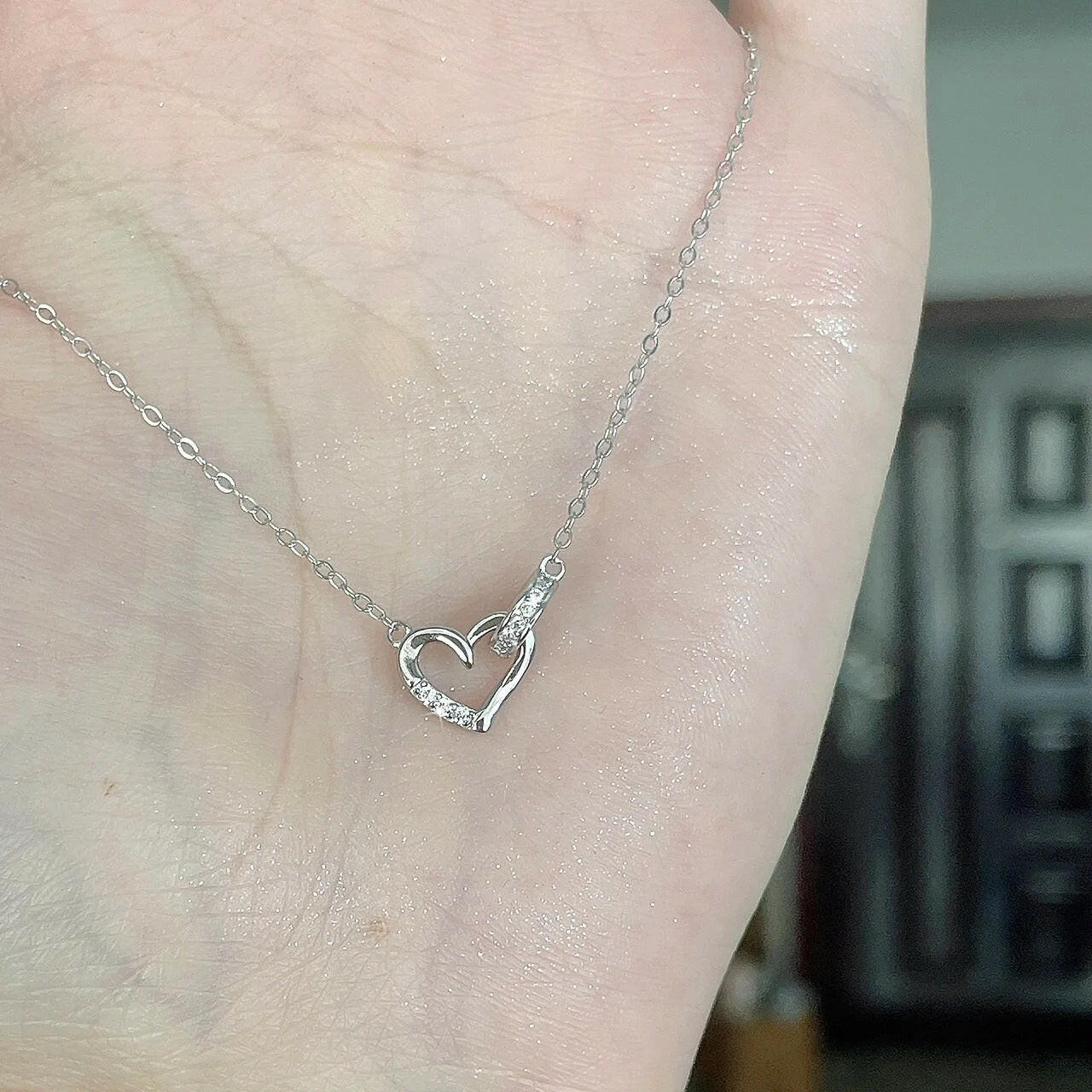 Kaze Diamond Love Necklace | S925 Sterling Silver Sparkling Love Pendant