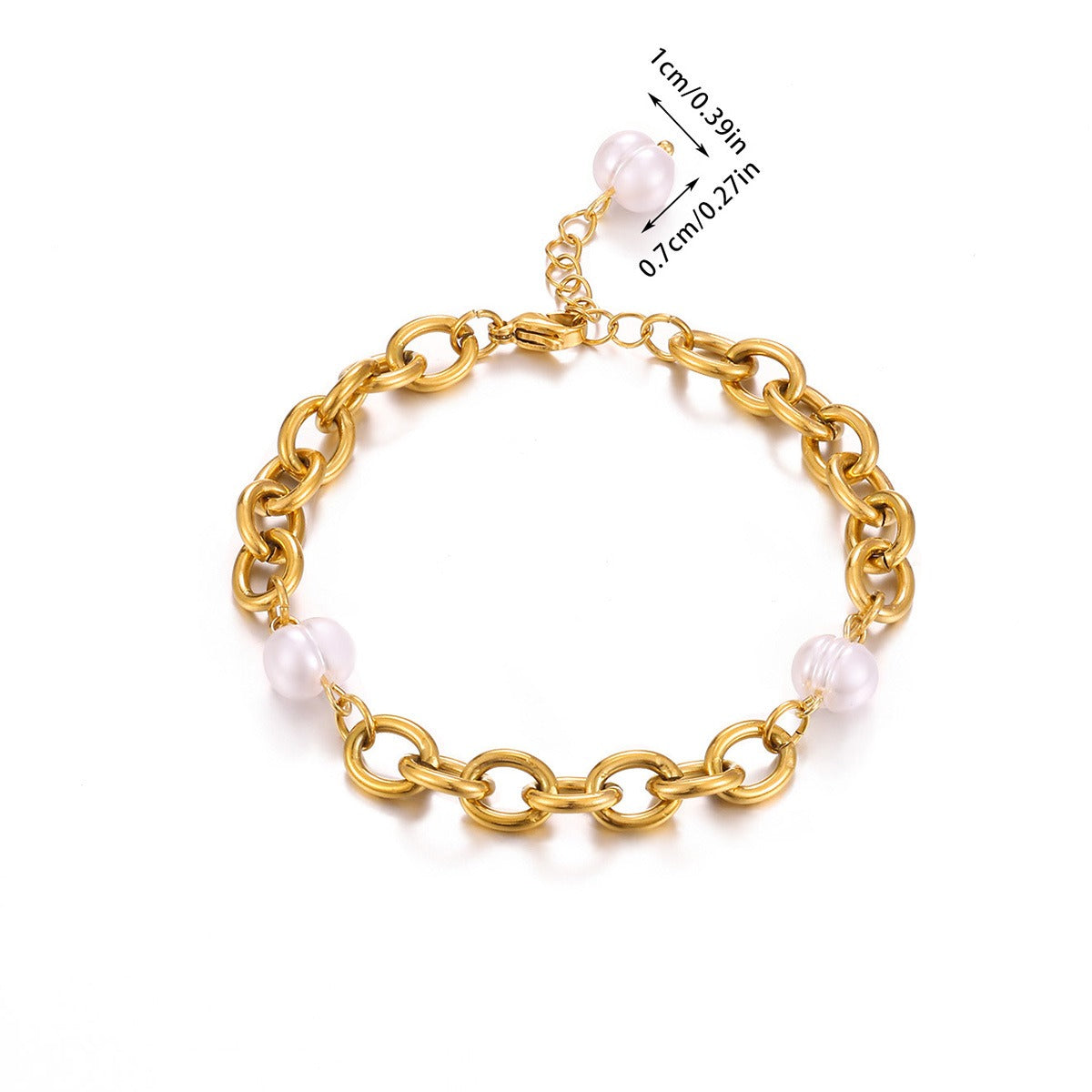 Kaze 18K Gold and Pearl Two-Tone Titanium Bracelet | Pearl &amp; Gold Titanium Bracelet in 2 Styles Bracelet A 77