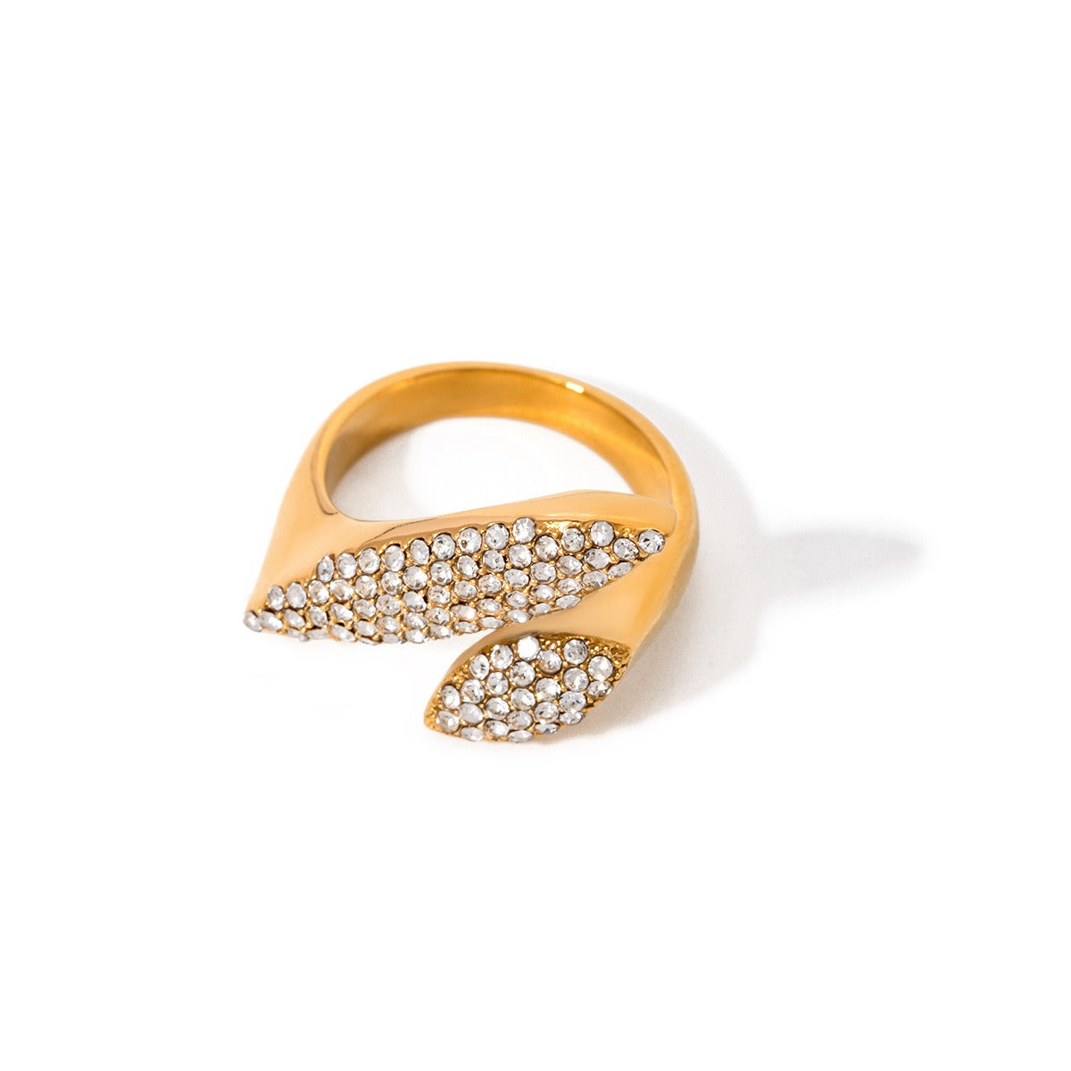 Kaze Dazzling Geometric Diamond Open Ring | 18K Gold Luxury Statement Ring Adjustable