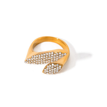 Kaze Dazzling Geometric Diamond Open Ring | 18K Gold Luxury Statement Ring Adjustable
