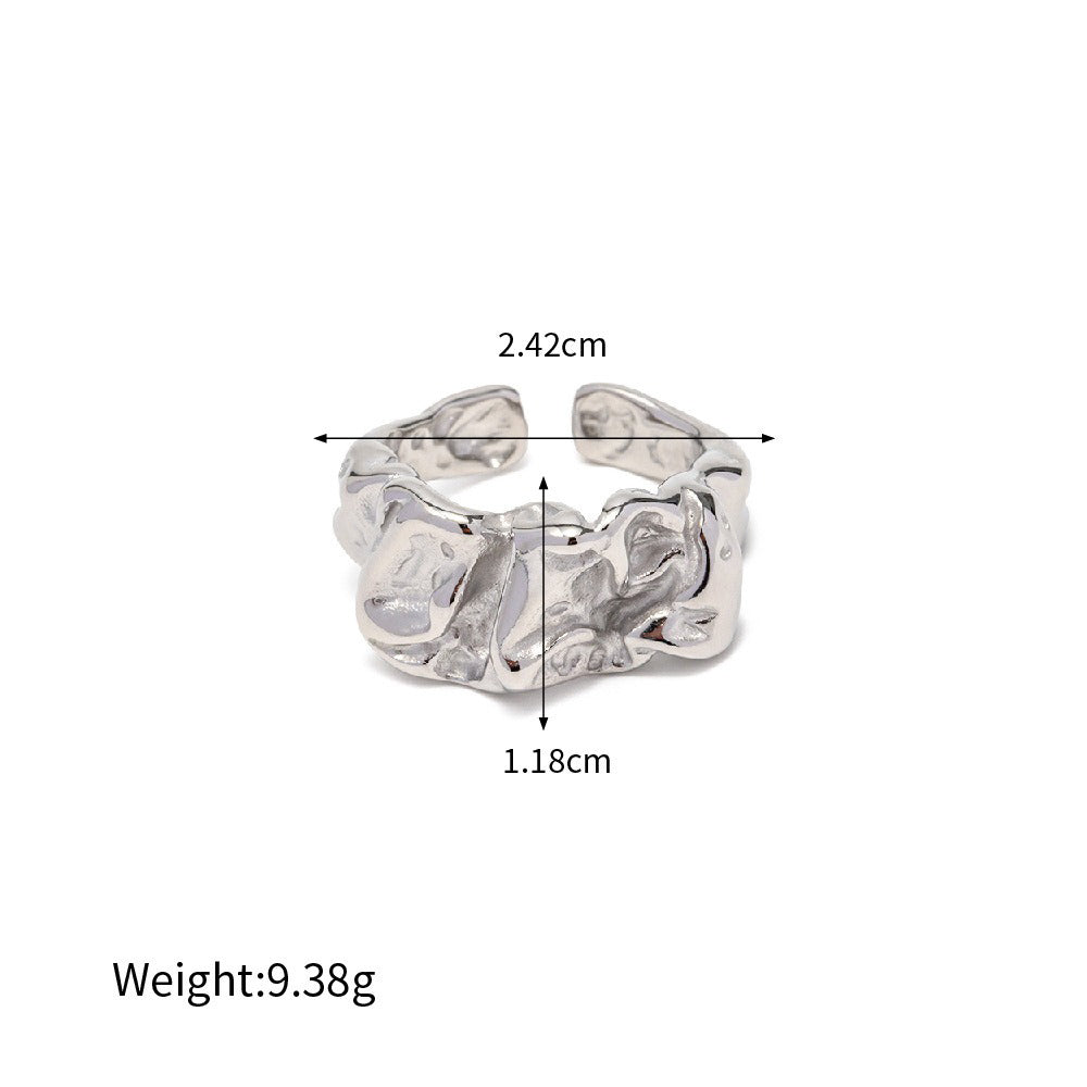 Kaze Bold Lava Shape Open Ring | Titanium Steel Adjustable Statement Ring