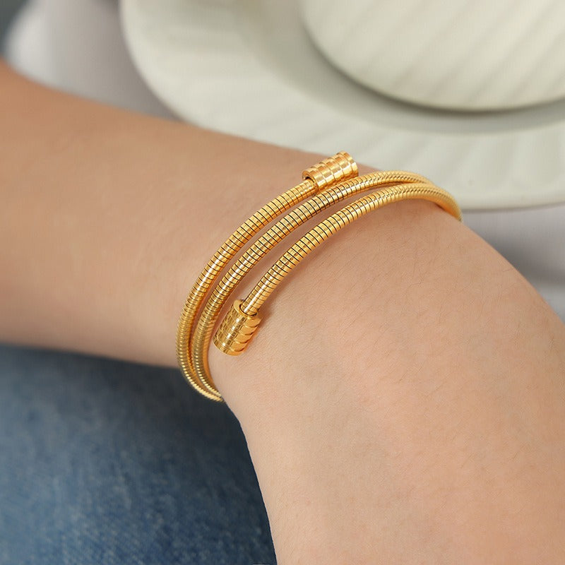 Kaze Multi-Layered Wraparound Thread Bracelet | 18K Gold Elegant Adjustable Bracelet