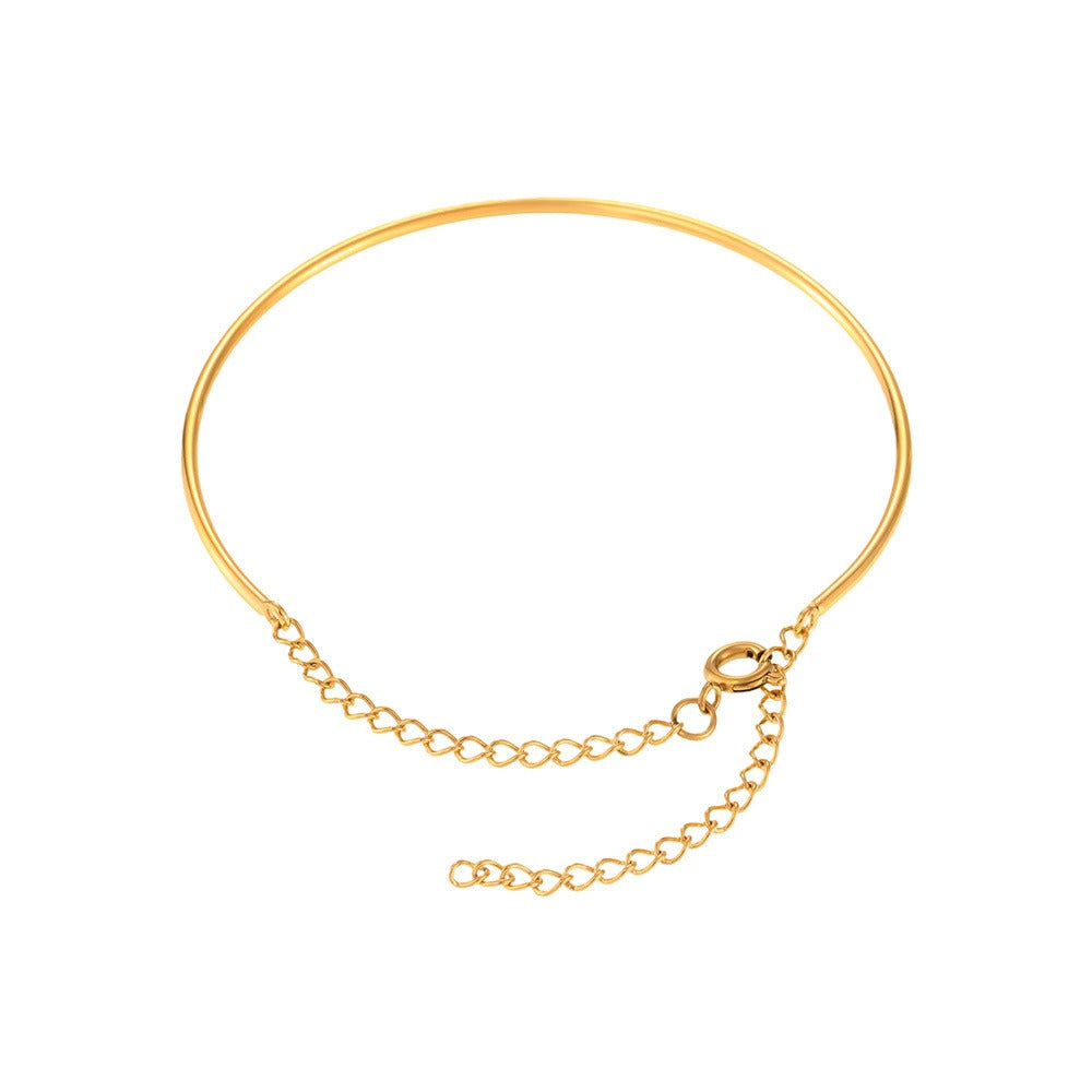 Kaze C-Shape Chain Open Bangle | 18K Gold Classic Fashion Bracelet Only