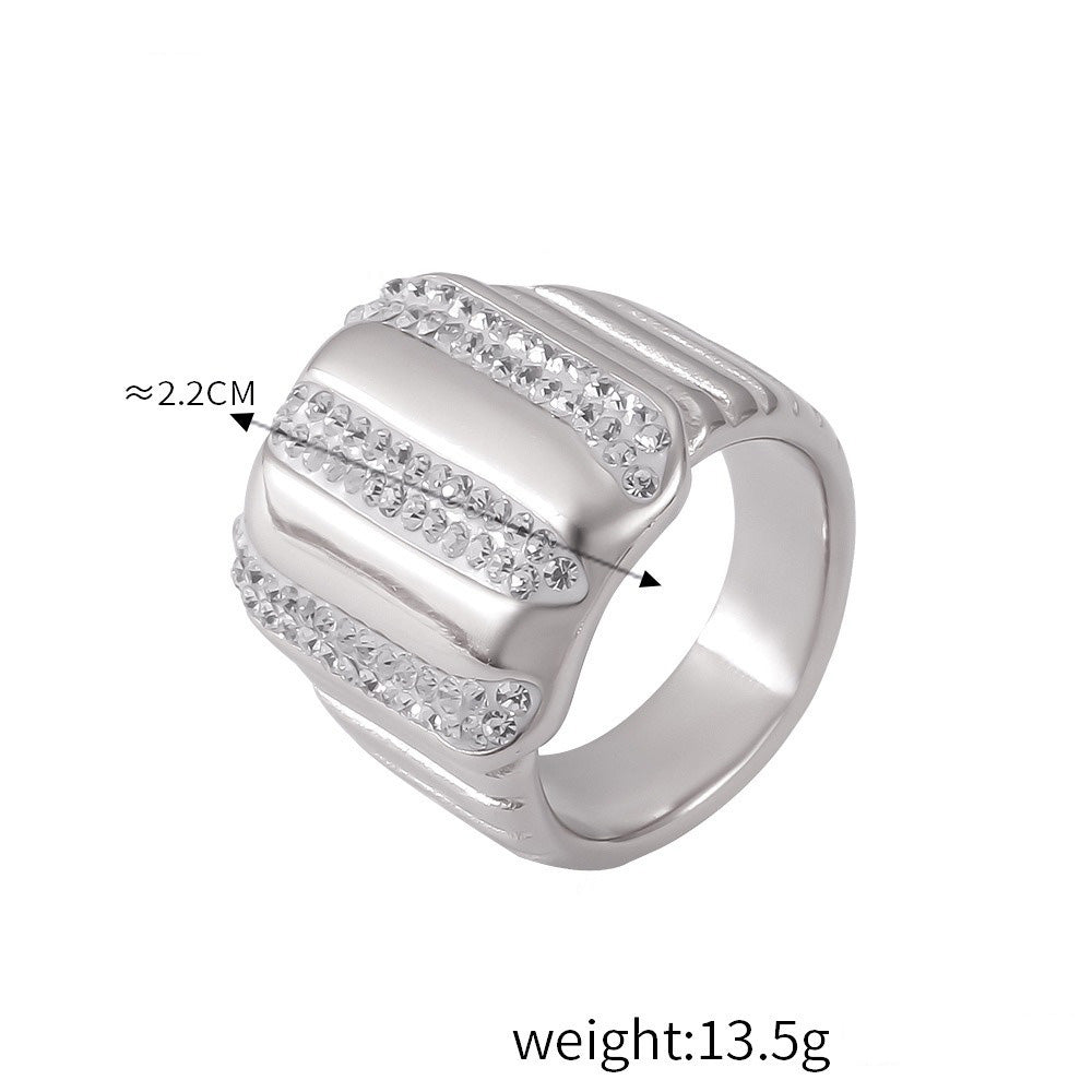 Kaze Noble Geometric Diamond Woven Gemstone Ring | 18K Gold All-Match Ring in 24 Variants Style A-13 Silver