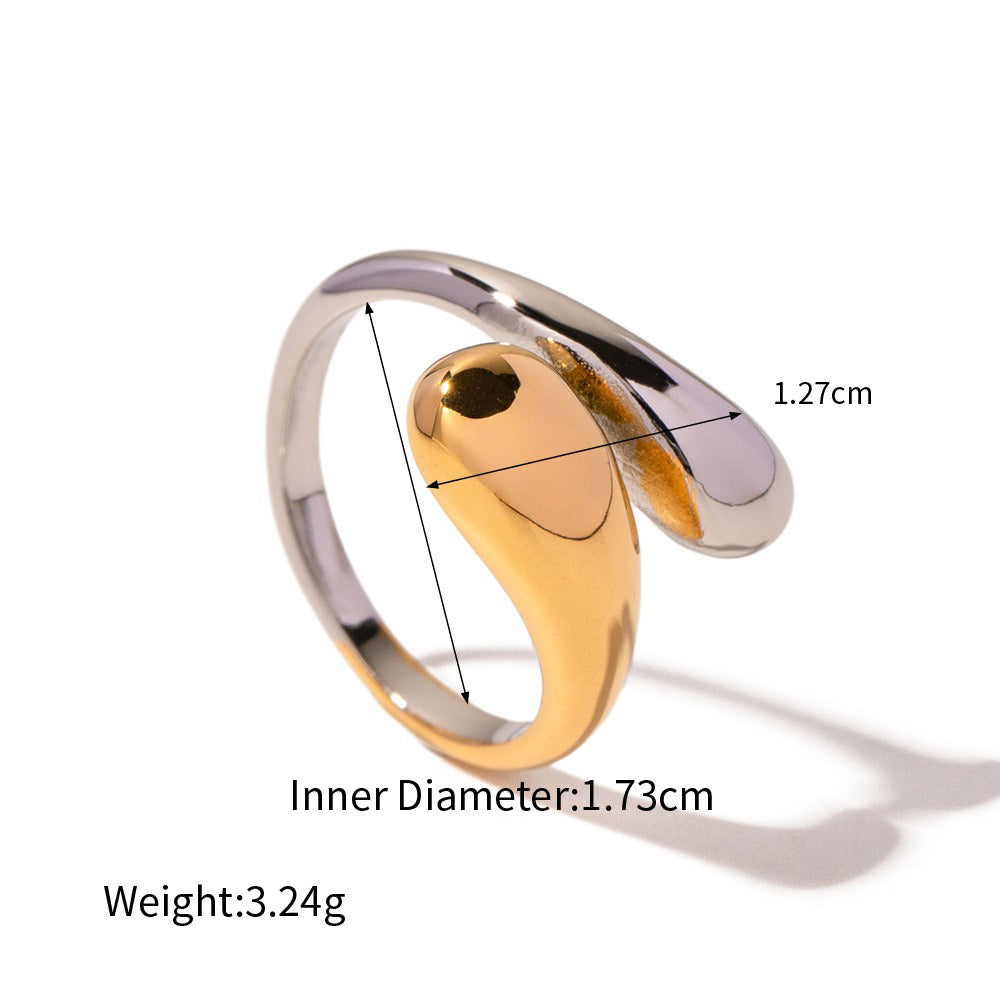 Kaze 18K Gold Heart-Shaped Jewellery Set with Gold and Silver Contrast | Necklace, Bracelet, Ring &amp; Earrings Style E-Ring-55