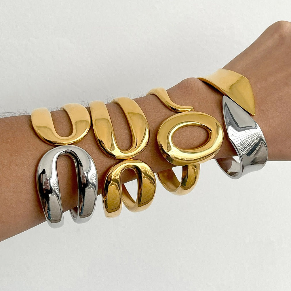 Kaze 18K Gold-Plated Titanium Steel Bracelet with Spring Clasp | Premium Bracelet in 9 Style Variants
