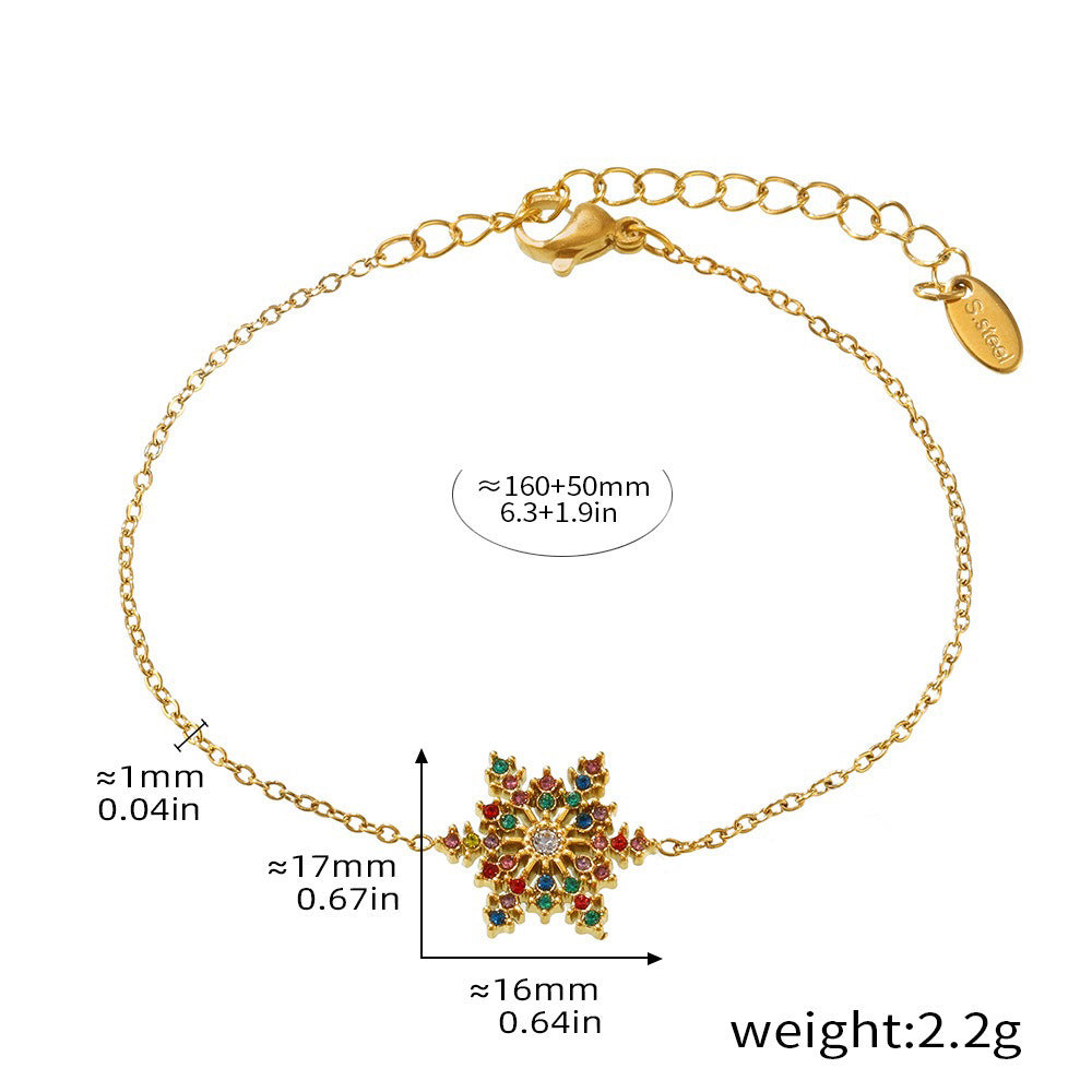 Kaze Snowflake Gemstone Luxury Bracelet | 18K Gold Winter Crystal Bracelet in White &amp; Multicolour Colorful