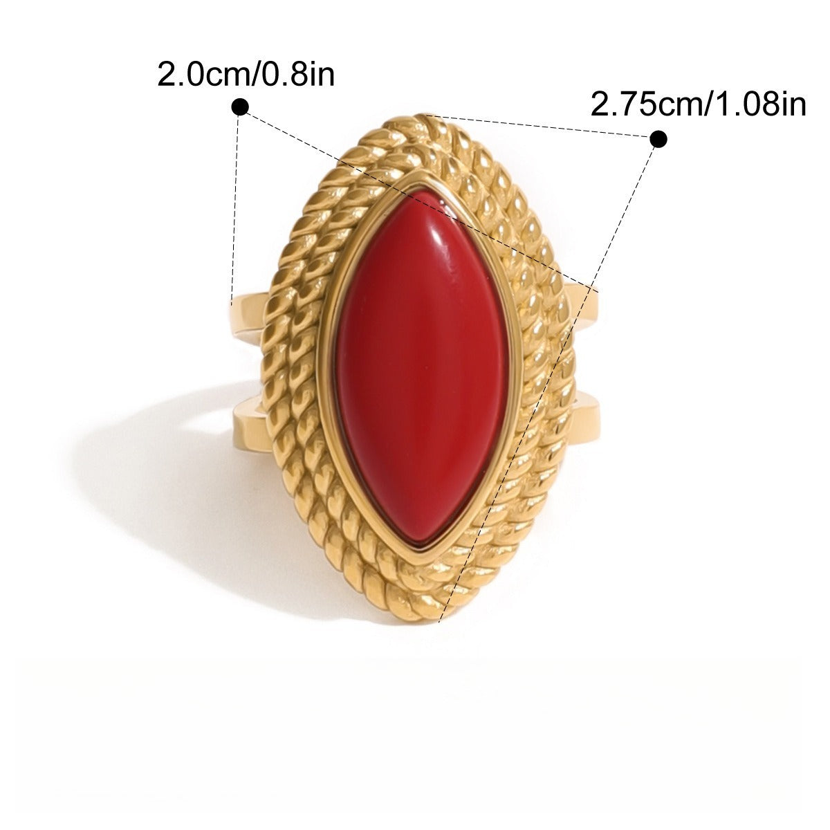 Kaze 18K Gold Red Agate Adjustable Ring | Natural Gemstone Ring in Ring A, B &amp; C Adjustable Ring B