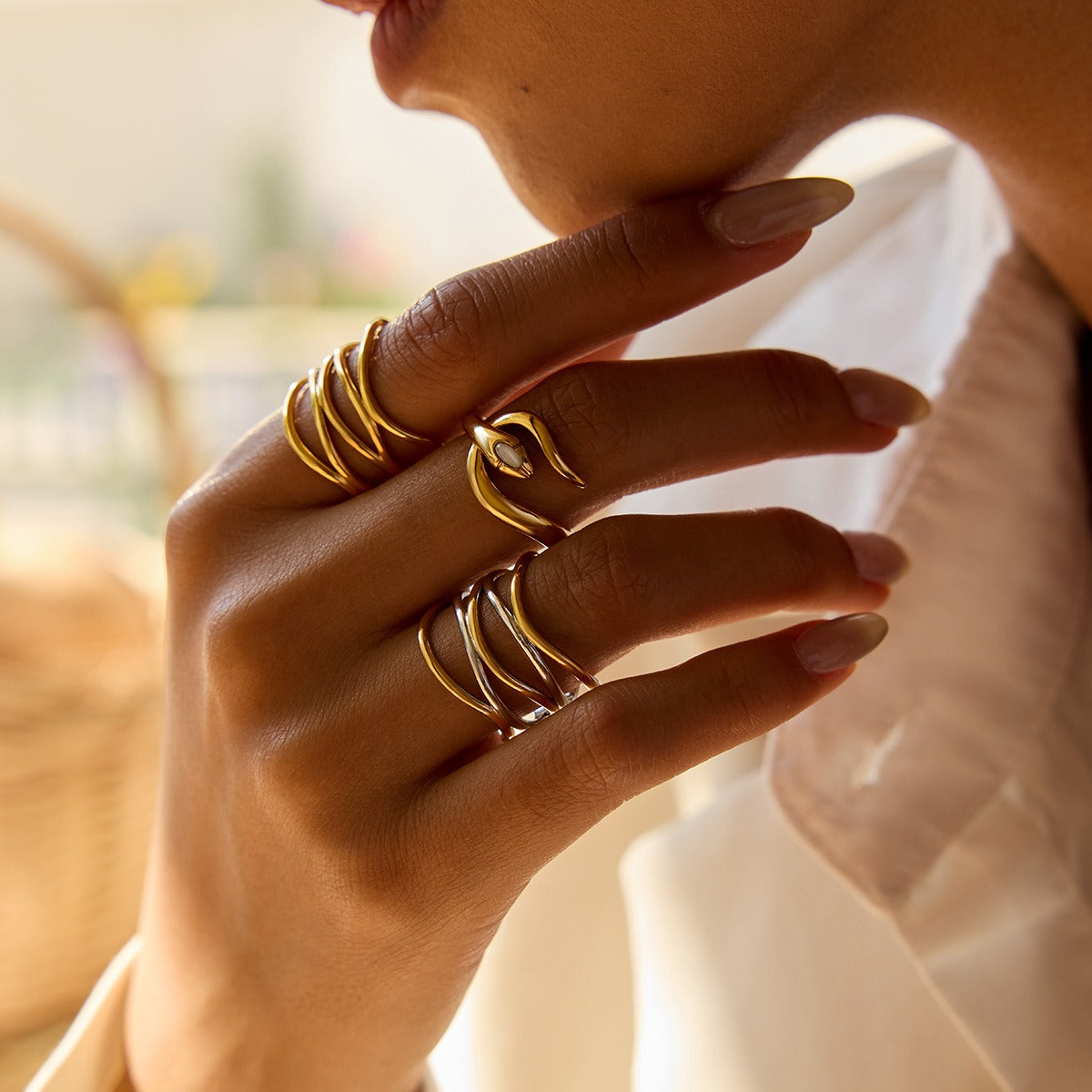 Kaze 18K Gold Luxury Titanium Adjustable Ring | Elegant Ring in Ring A, B &amp; C Sizes 6 &amp; 8 US