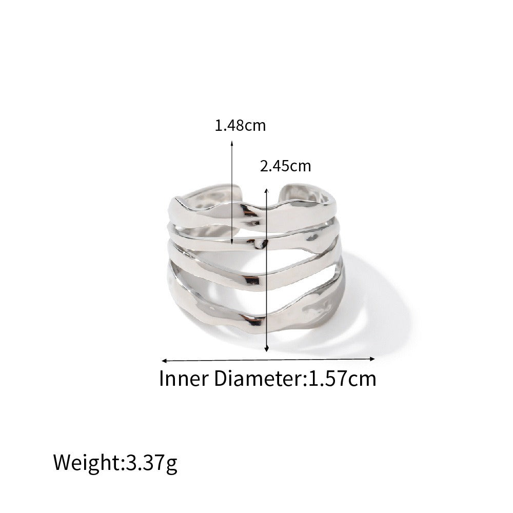 Kaze Fashion Irregular Shape Light Luxury Ring | 18K Gold Bold Ring in 7 Style Variants Style F-09-S Adjustable