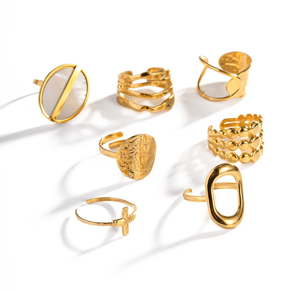 Kaze Fashion Irregular Shape Light Luxury Ring | 18K Gold Bold Ring in 7 Style Variants