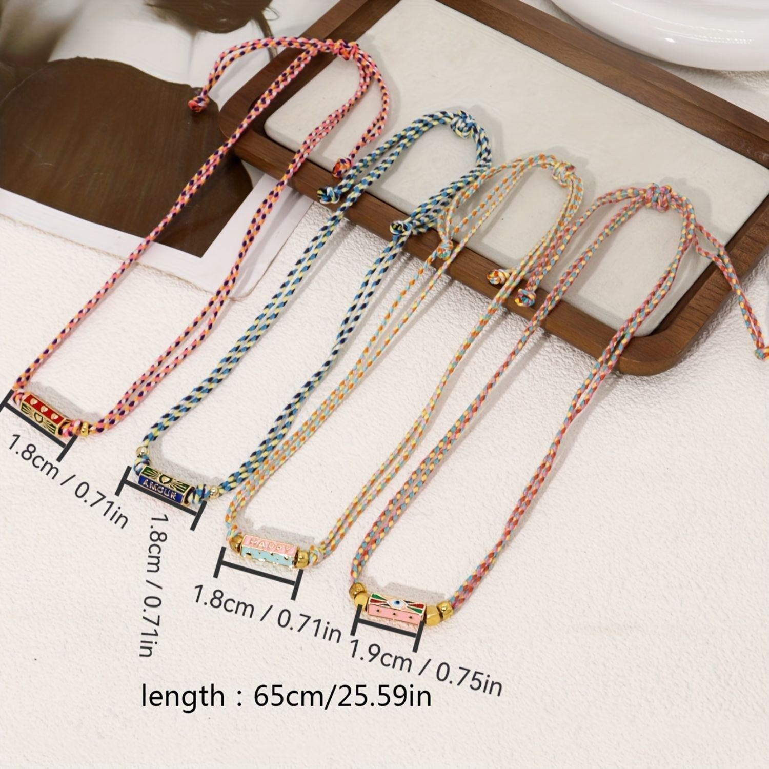 Kaze Bohemian Colourful LOVE Pendant Necklace and Bracelet Set | Titanium Steel Boho Set in 4 Colours