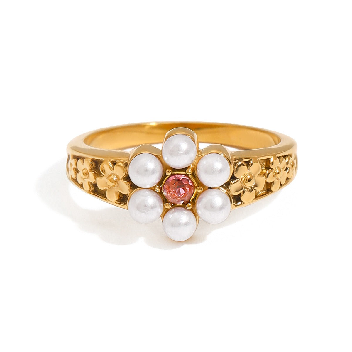 Kaze Pearl Titanium Steel Ring Collection | Premium Pearl Ring in 3 Size &amp; Style Variants 7US Ring B