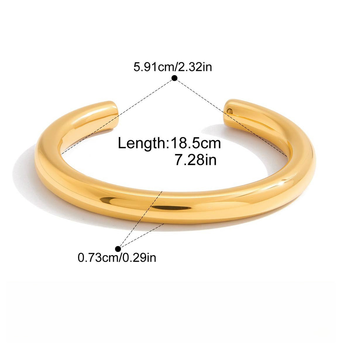 Kaze 18K Gold-Plated Open-Ended Titanium Steel Bracelet | S925 Silver Accent Bracelet in Gold &amp; Silver Gold
