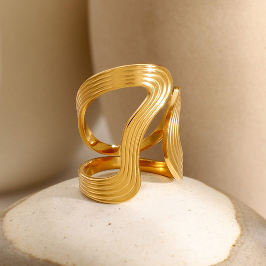 Kaze 18K Gold Earrings, Rings and Bracelets Luxury Set | Complete 3-Piece Jewellery Ensemble