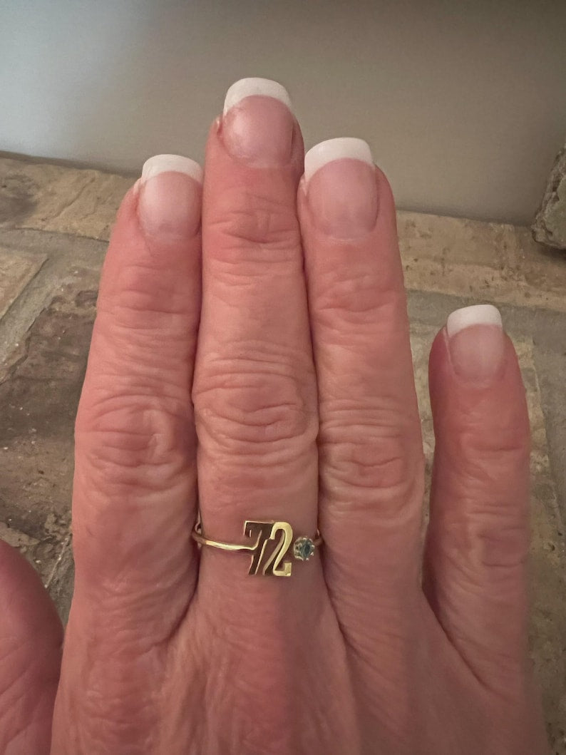 Kaze Personalised Open Ring with Birthstones, Numbers and Letters | Custom Engraved Ring in Silver, Gold &amp; Rose Gold