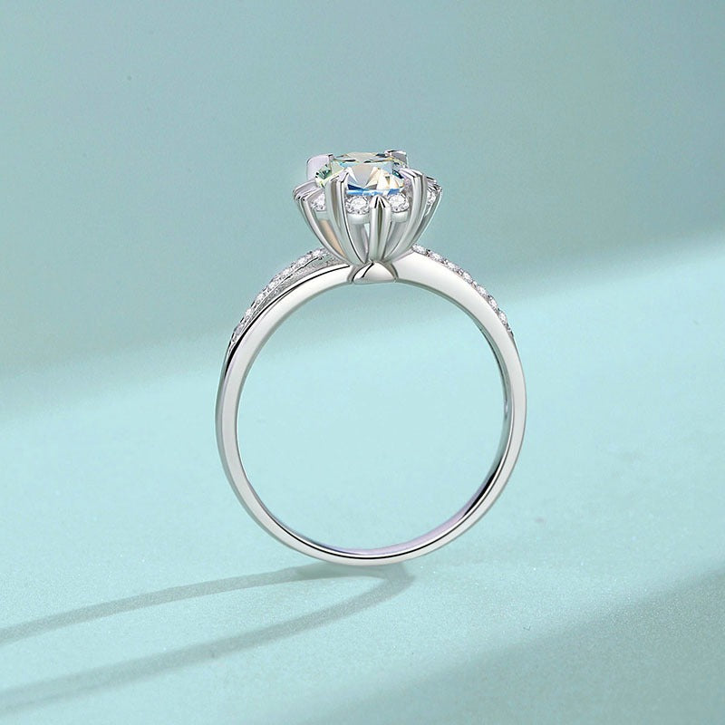 Kaze S925 Snowflake Moissanite Ring | D-Color Sterling Silver Snowflake Ring Sizes 5–9 US
