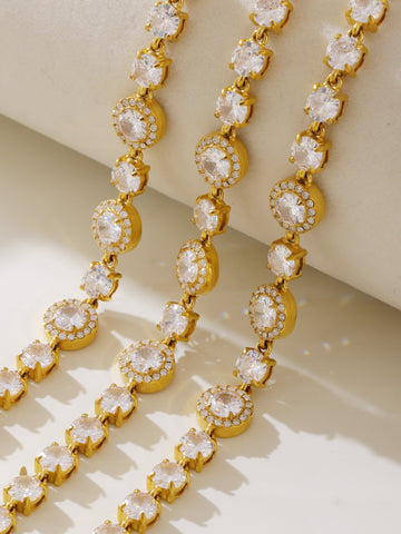 Kaze Geometric Diamond Dazzling Bracelet | 18K Gold Sparkling Bracelet in Gold &amp; Silver