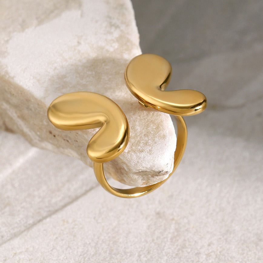 Kaze Elegant Lightweight Butterfly Open Ring | 18K Gold Adjustable Butterfly Ring