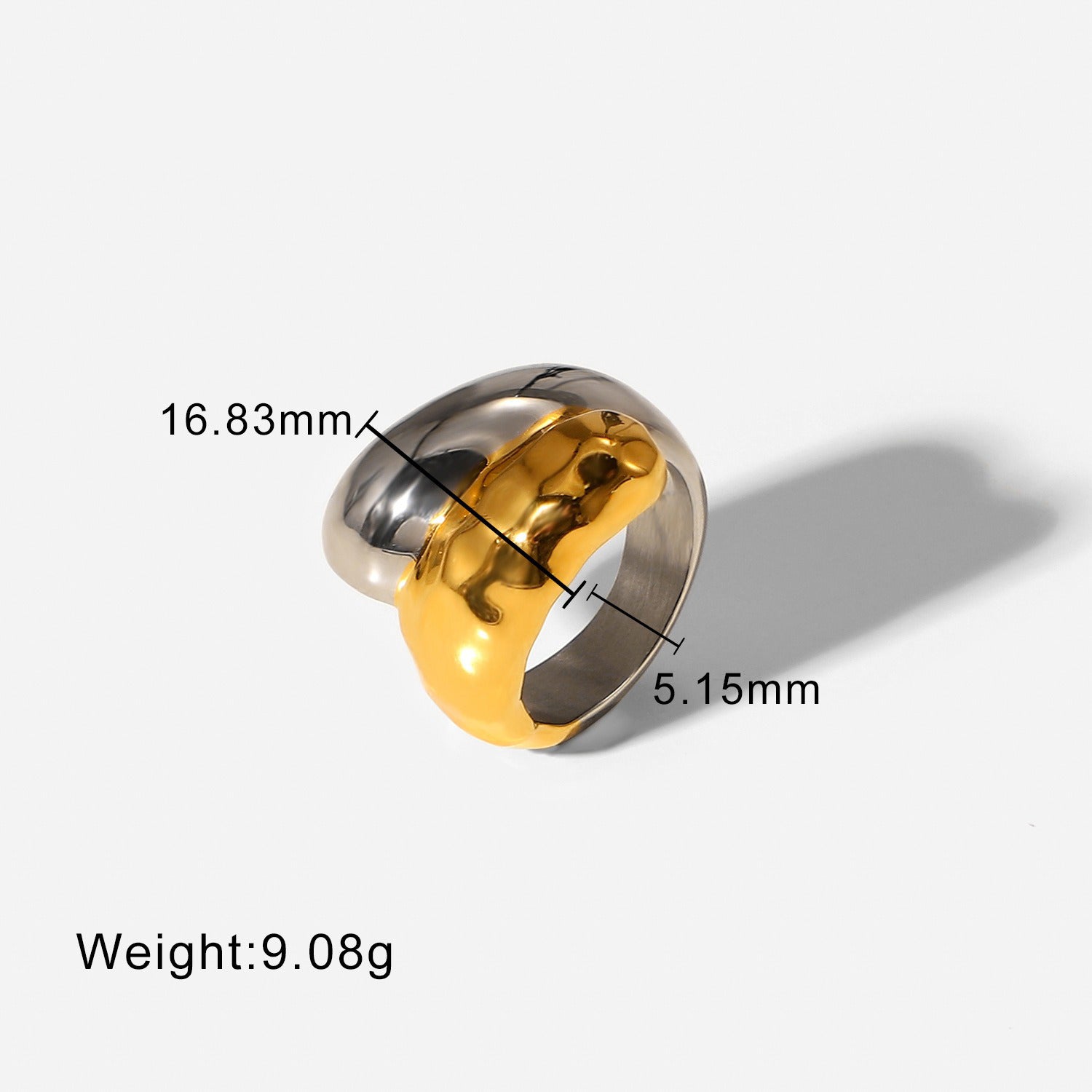 Kaze 18K Gold Geometric Fashion Ring Collection | 16 Style Variants in Contemporary Designs Style C-26