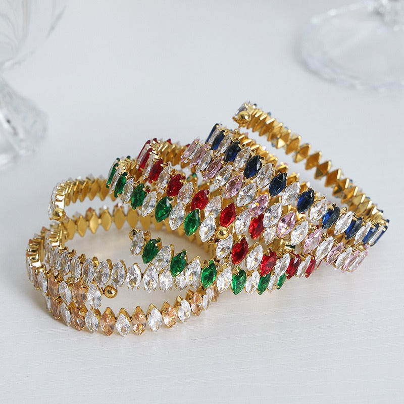 Kaze 18K Gold Gemstone Dazzling Bracelet | Luxury Gemstone Bracelet in 14 Colour Variants