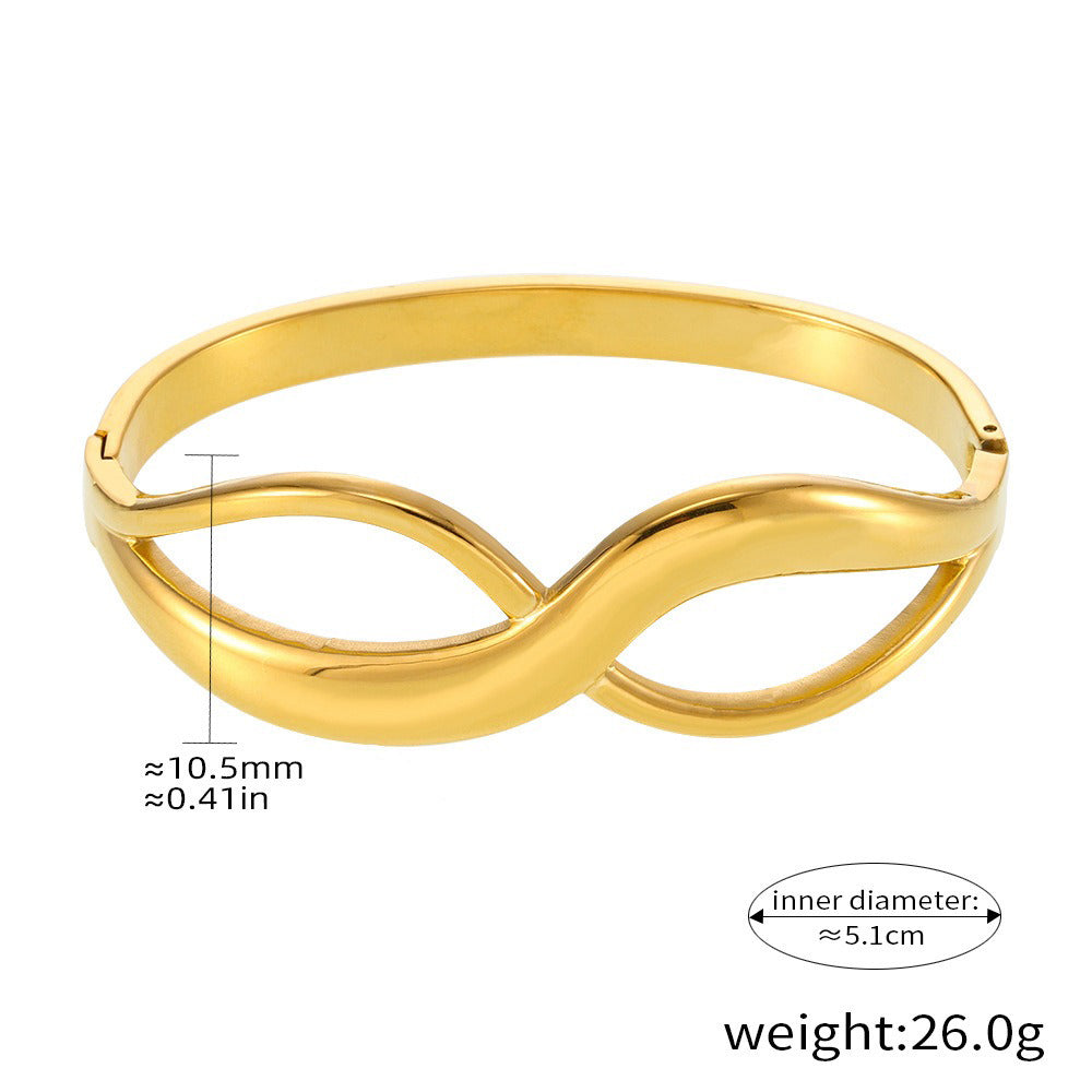 Kaze Geometric Hollow Design Bracelet | 18K Gold Statement Bangle — 12 Style Variants Style B-27