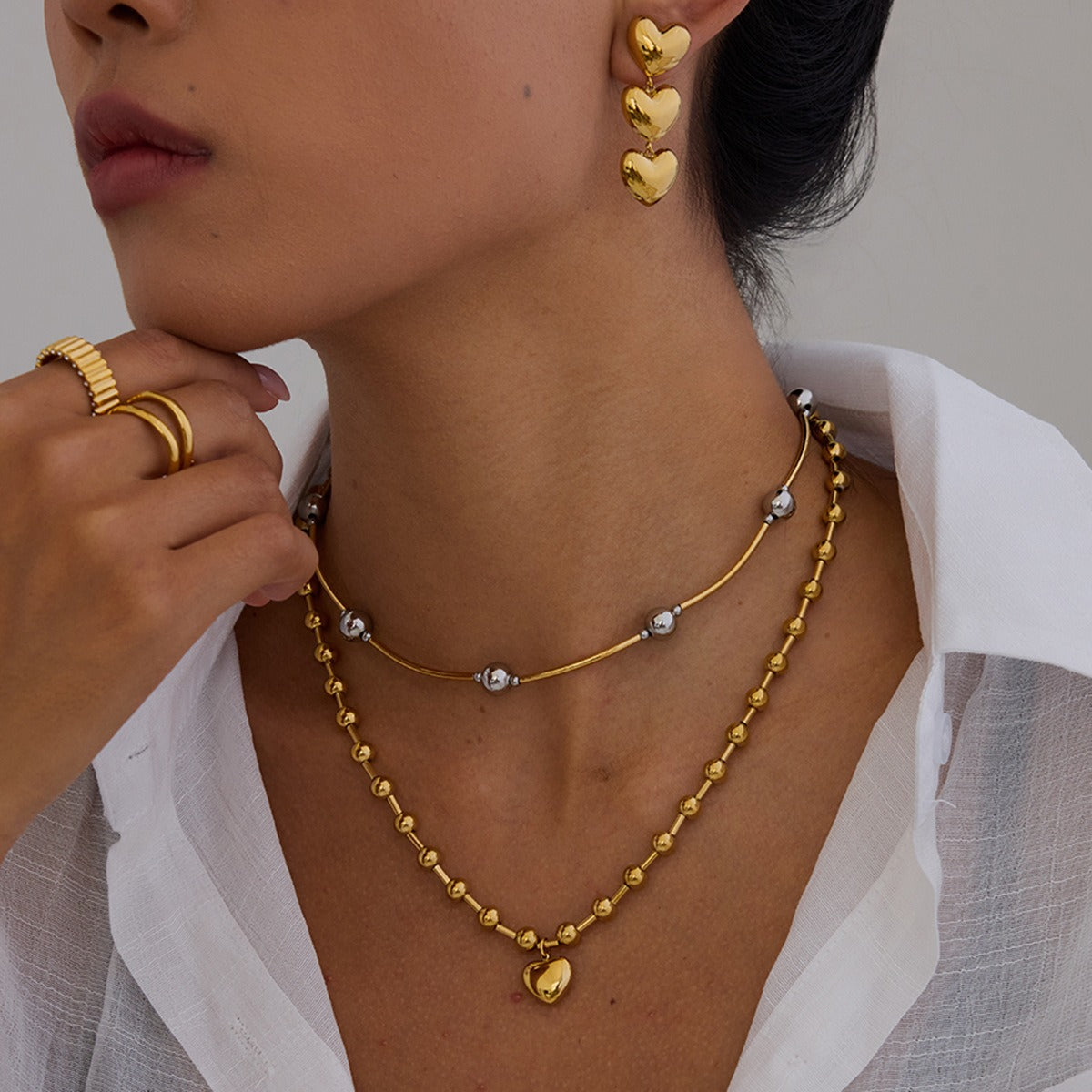 Kaze 18K Gold Exquisite Flower Necklace, Earrings and Bracelet Set | 13-Piece Botanical Jewellery Collection