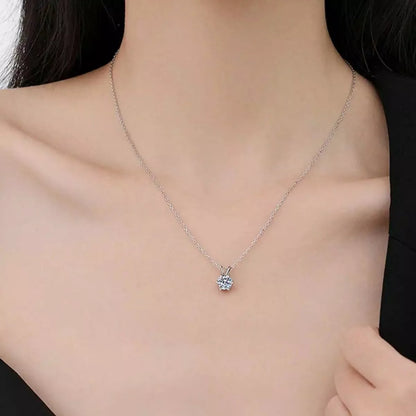 2 Carat Moissanite Pendant Necklace in 925 Sterling Silver Silver onesize