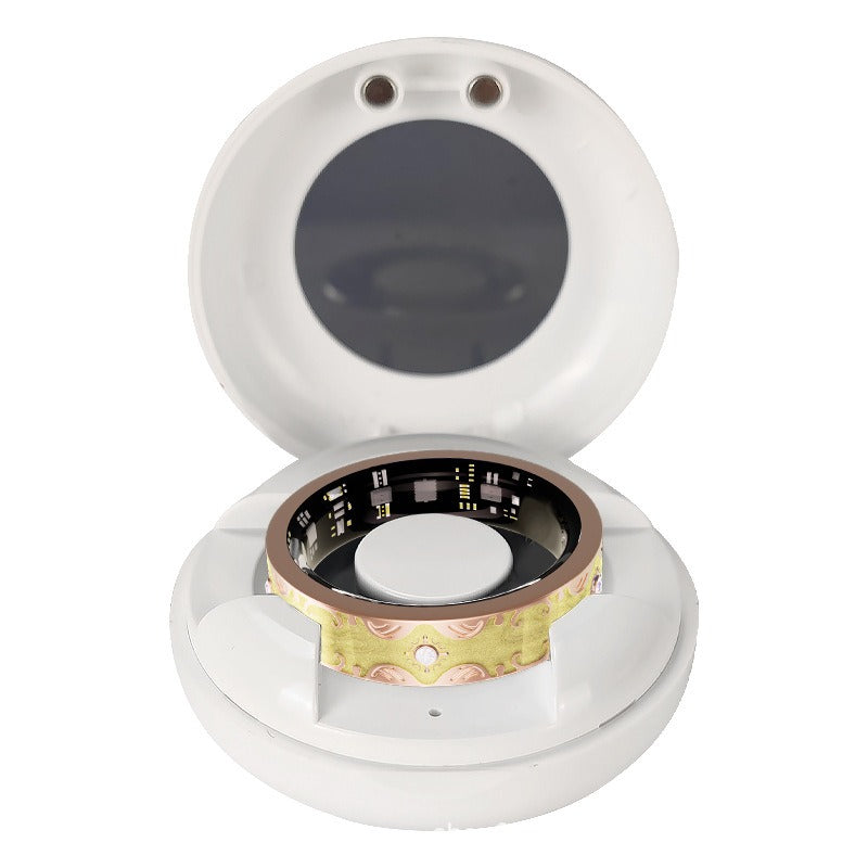 Kaze Enamel Smart Ring | Titanium Steel Health-Tracking Ring in White &amp; Pink Sizes 7–10 US Yellow