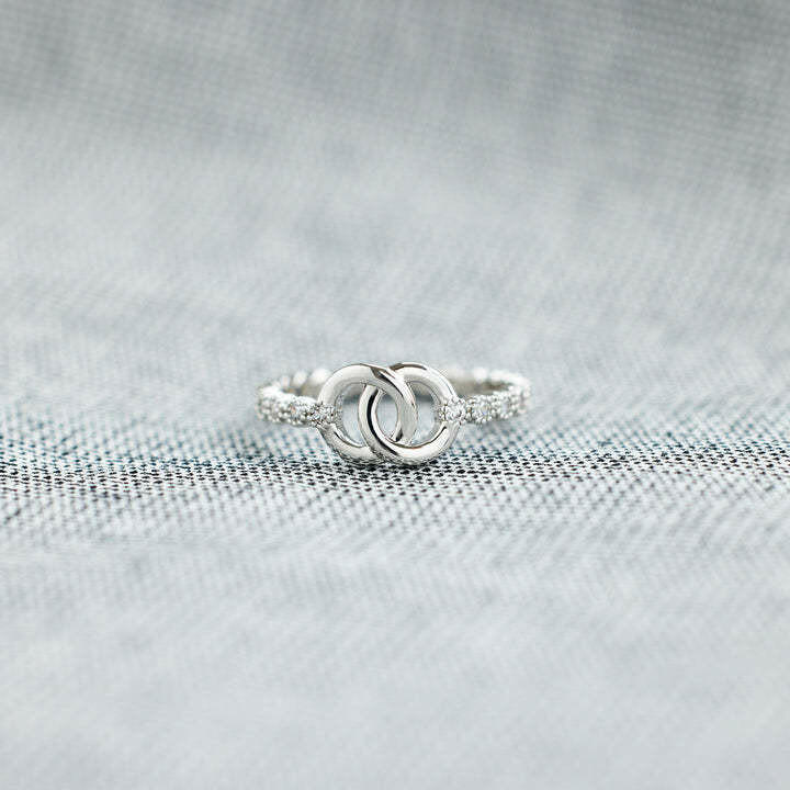 Kaze Double-Loop Geometric Platinum Ring | Adjustable Sculptural Silver Ring