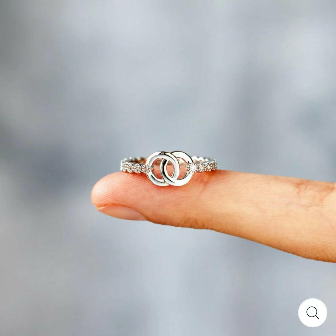 Kaze Double-Loop Geometric Platinum Ring | Adjustable Sculptural Silver Ring