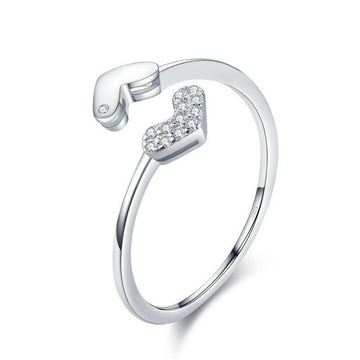 Kaze Adjustable Heart Ring | 925 Sterling Silver with Sparkling Detail