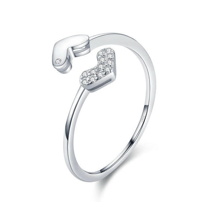 Kaze Adjustable Heart Ring | 925 Sterling Silver with Sparkling Detail 925silver adjustable