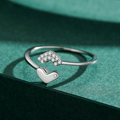 Kaze Adjustable Heart Ring | 925 Sterling Silver with Sparkling Detail