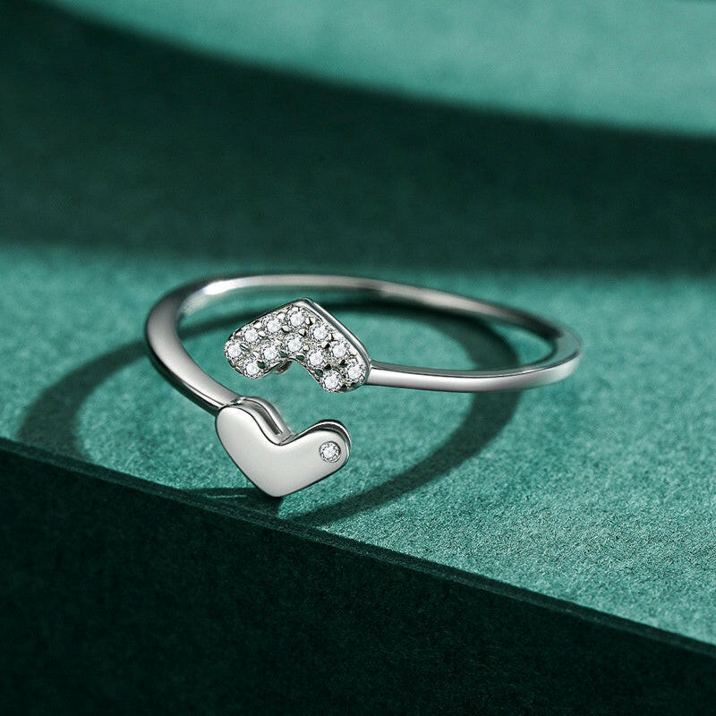 Kaze Adjustable Heart Ring | 925 Sterling Silver with Sparkling Detail