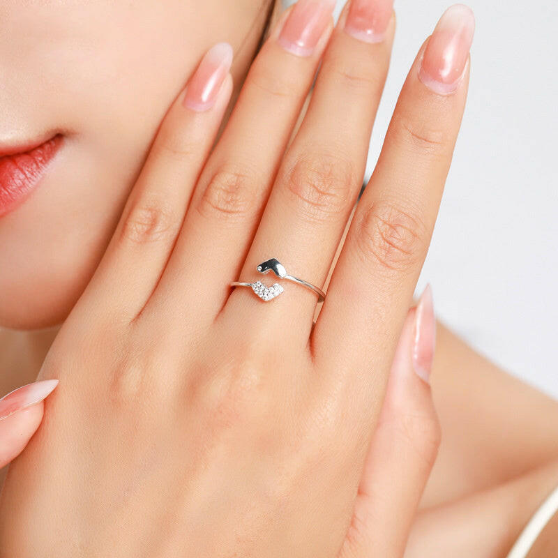 Kaze Adjustable Heart Ring | 925 Sterling Silver with Sparkling Detail