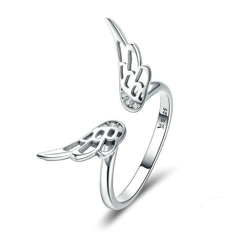 Kaze Wings of Grace Ring | Adjustable Sterling Silver Wing Ring Silver