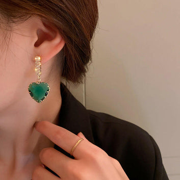 Kaze Korean Trendy Zircon Statement Earrings | Crystal Stud Earrings in Grey, Pink, Green &amp; Clear Green