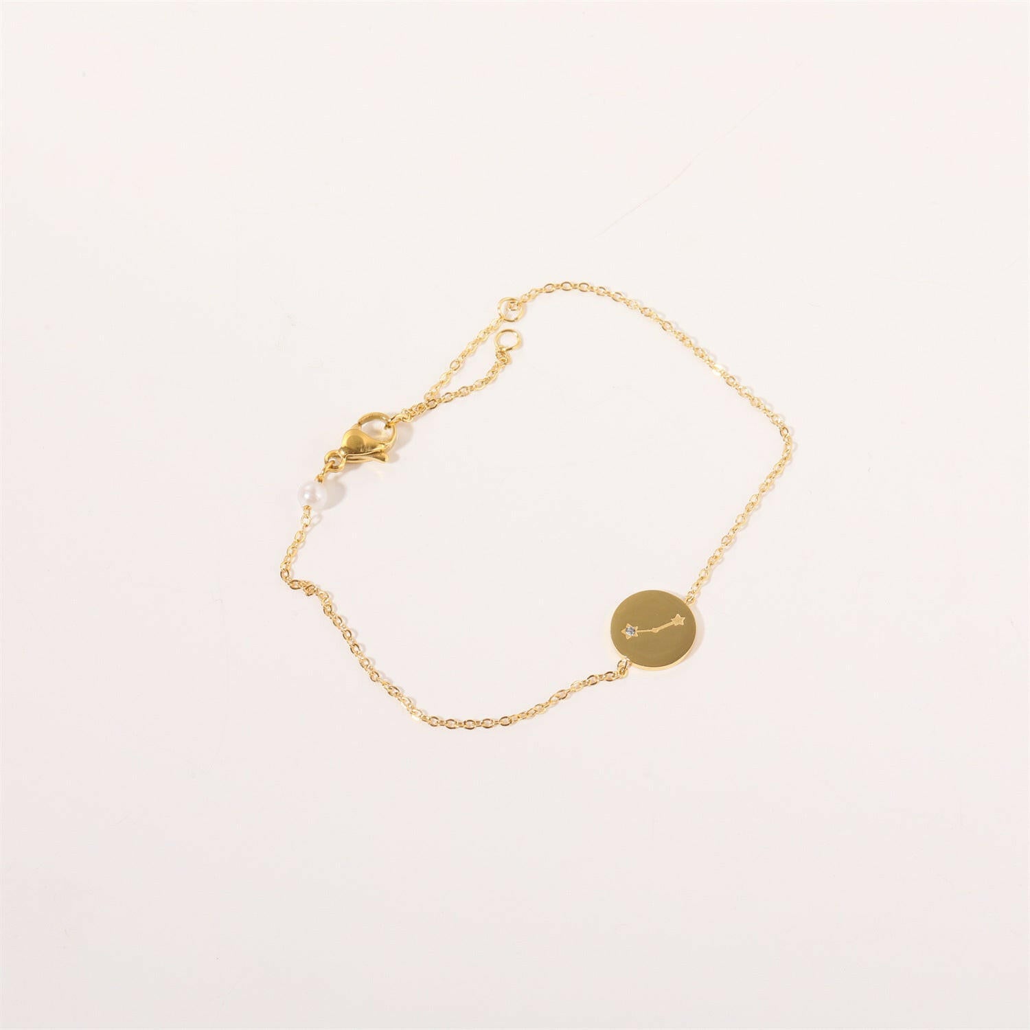 Kaze Inlaid Zircon Zodiac Bracelet | Adjustable Stainless Steel Constellation Bracelet Aries
