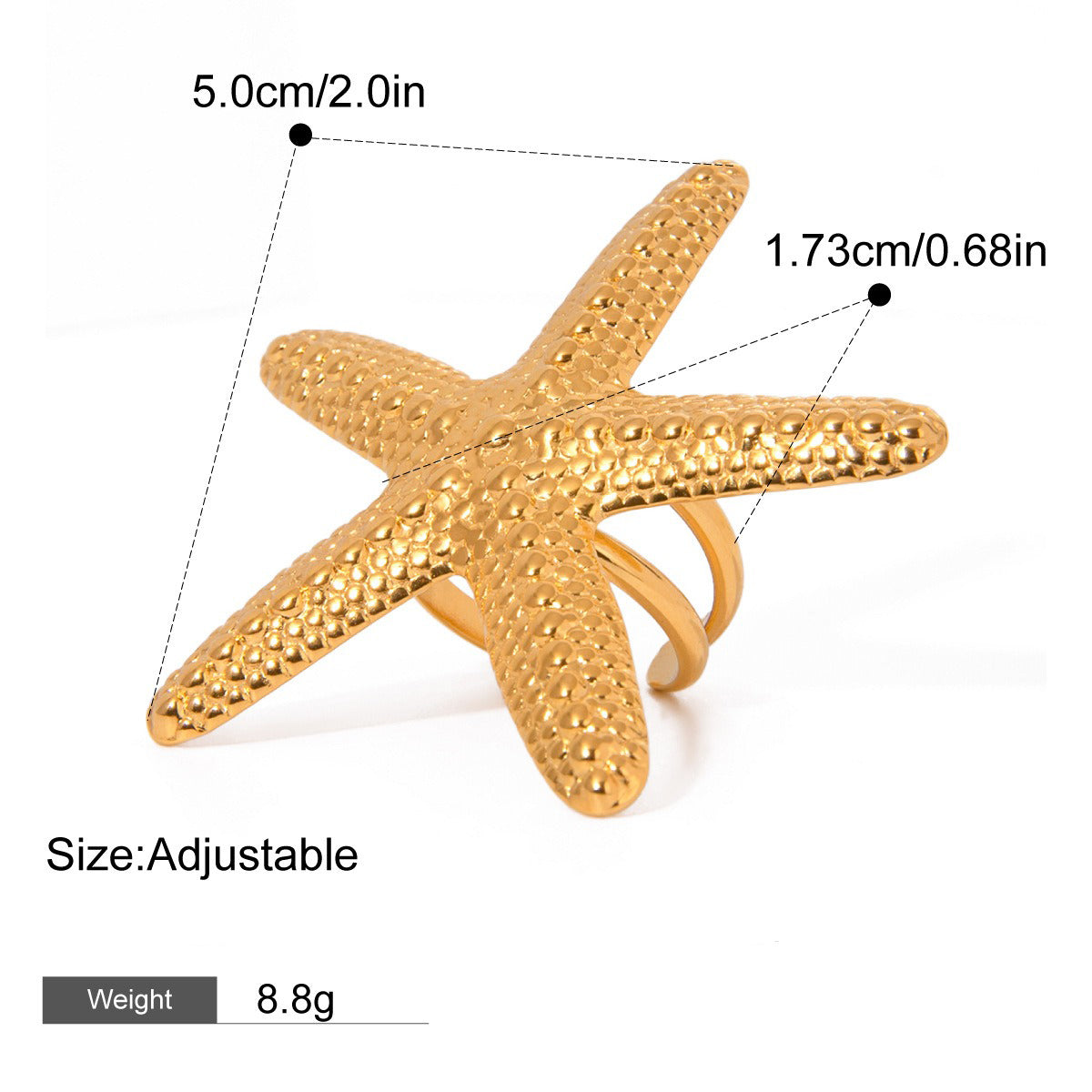 Kaze 18K Gold Ocean-Themed Inlaid Pearl Jewellery Set | 14-Piece Coastal Jewellery Collection Style E-Ring-20