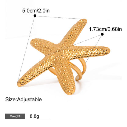 Kaze 18K Gold Ocean-Themed Inlaid Pearl Jewellery Set | 14-Piece Coastal Jewellery Collection Style E-Ring-20