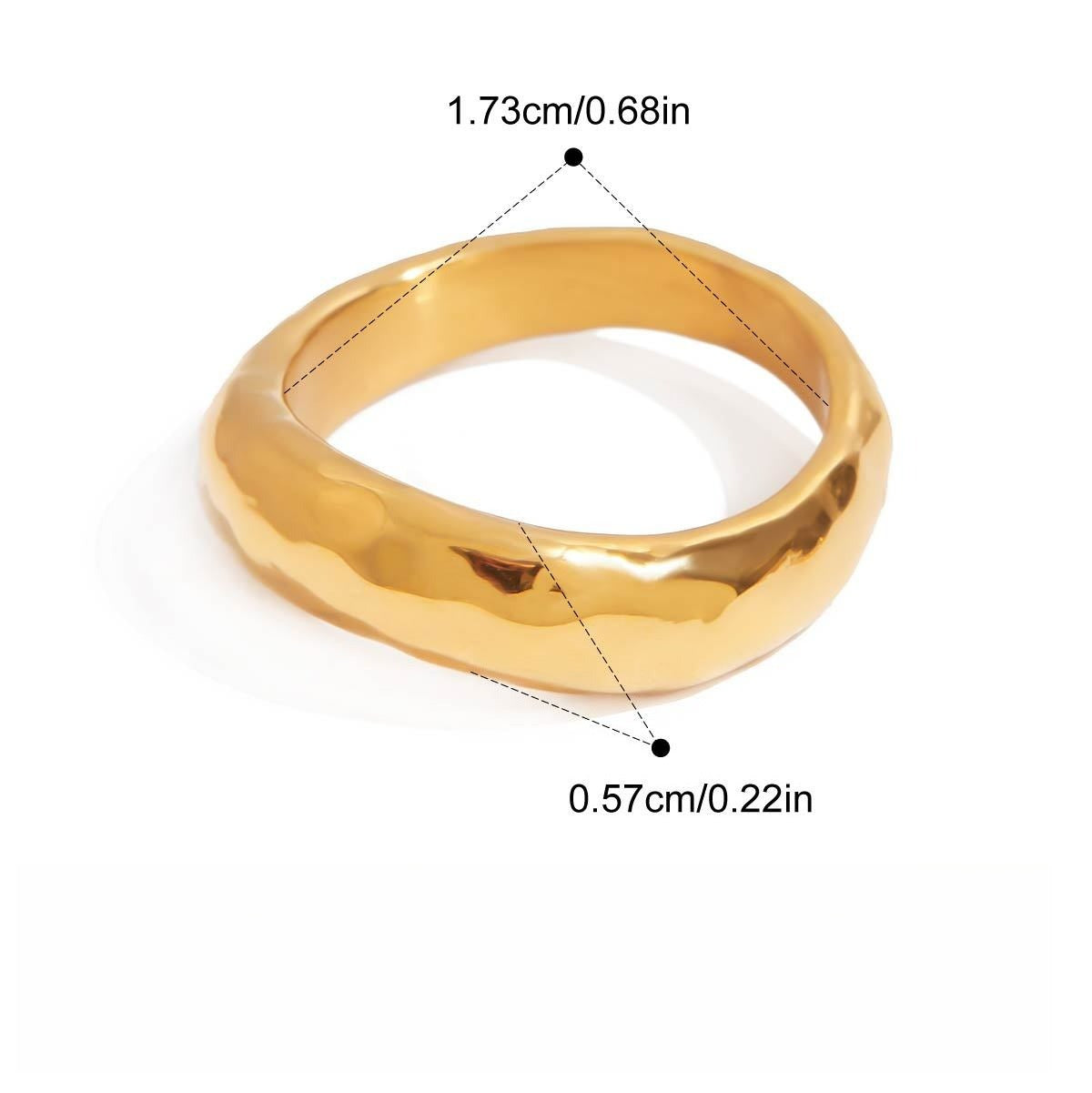 Kaze Apple-Shaped Zircon Titanium Steel Ring | 18K Gold Charm Ring in Ring A, B &amp; C Size 7 US 7US Ring C
