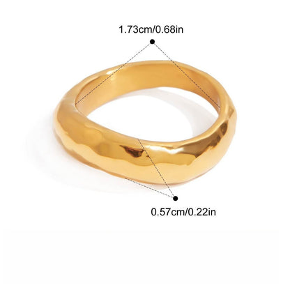 Kaze Apple-Shaped Zircon Titanium Steel Ring | 18K Gold Charm Ring in Ring A, B &amp; C Size 7 US 7US Ring C