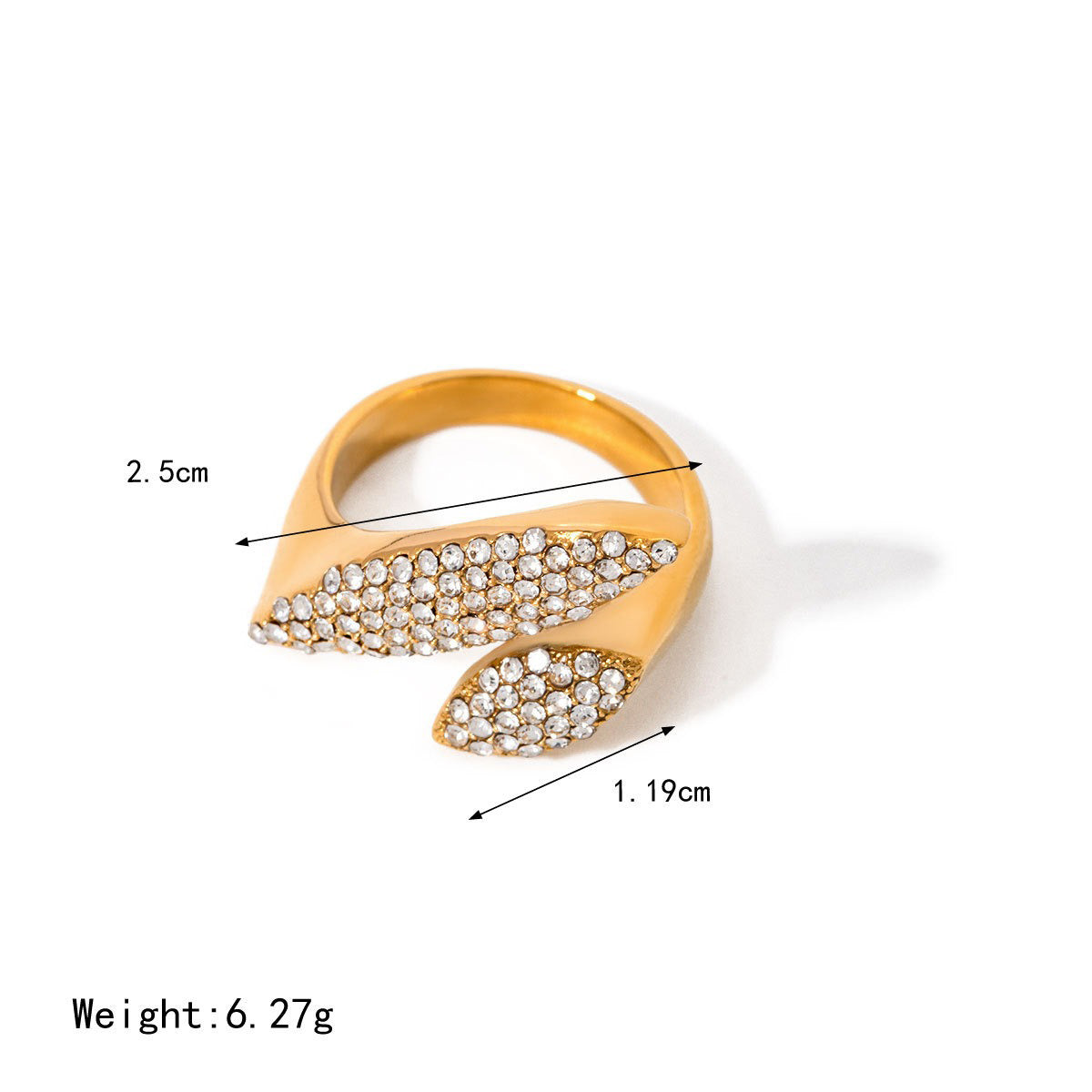 Kaze Dazzling Geometric Diamond Open Ring | 18K Gold Luxury Statement Ring