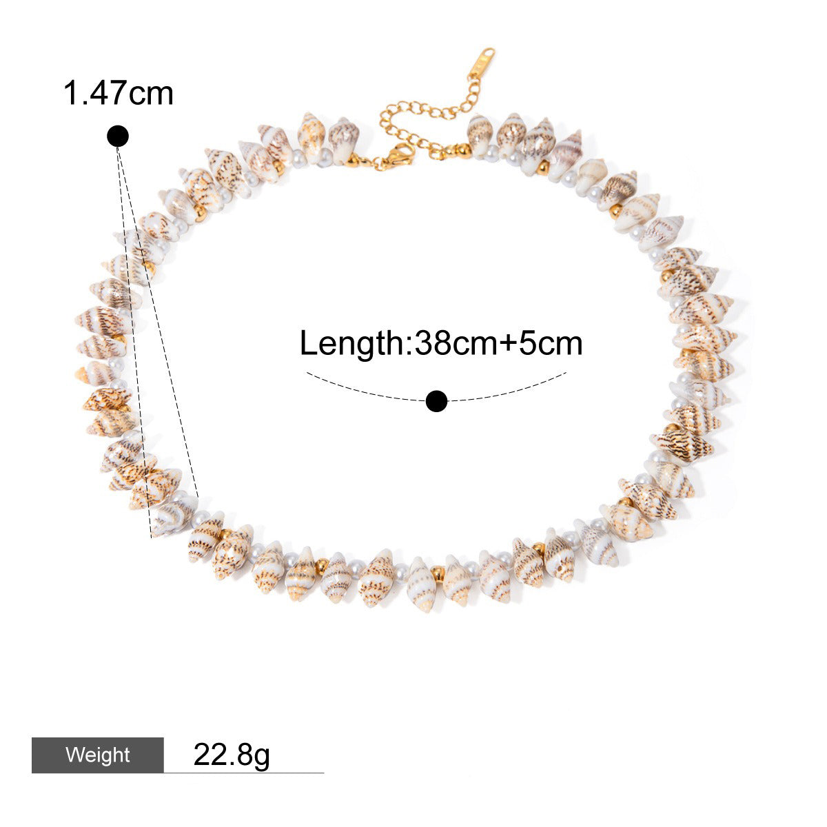 Kaze 18K Gold Ocean-Themed Inlaid Pearl Jewellery Set | 14-Piece Coastal Jewellery Collection Style K-Necklace-10
