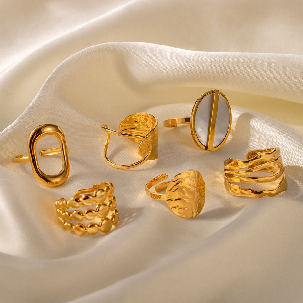 Kaze Fashion Irregular Shape Light Luxury Ring | 18K Gold Bold Ring in 7 Style Variants