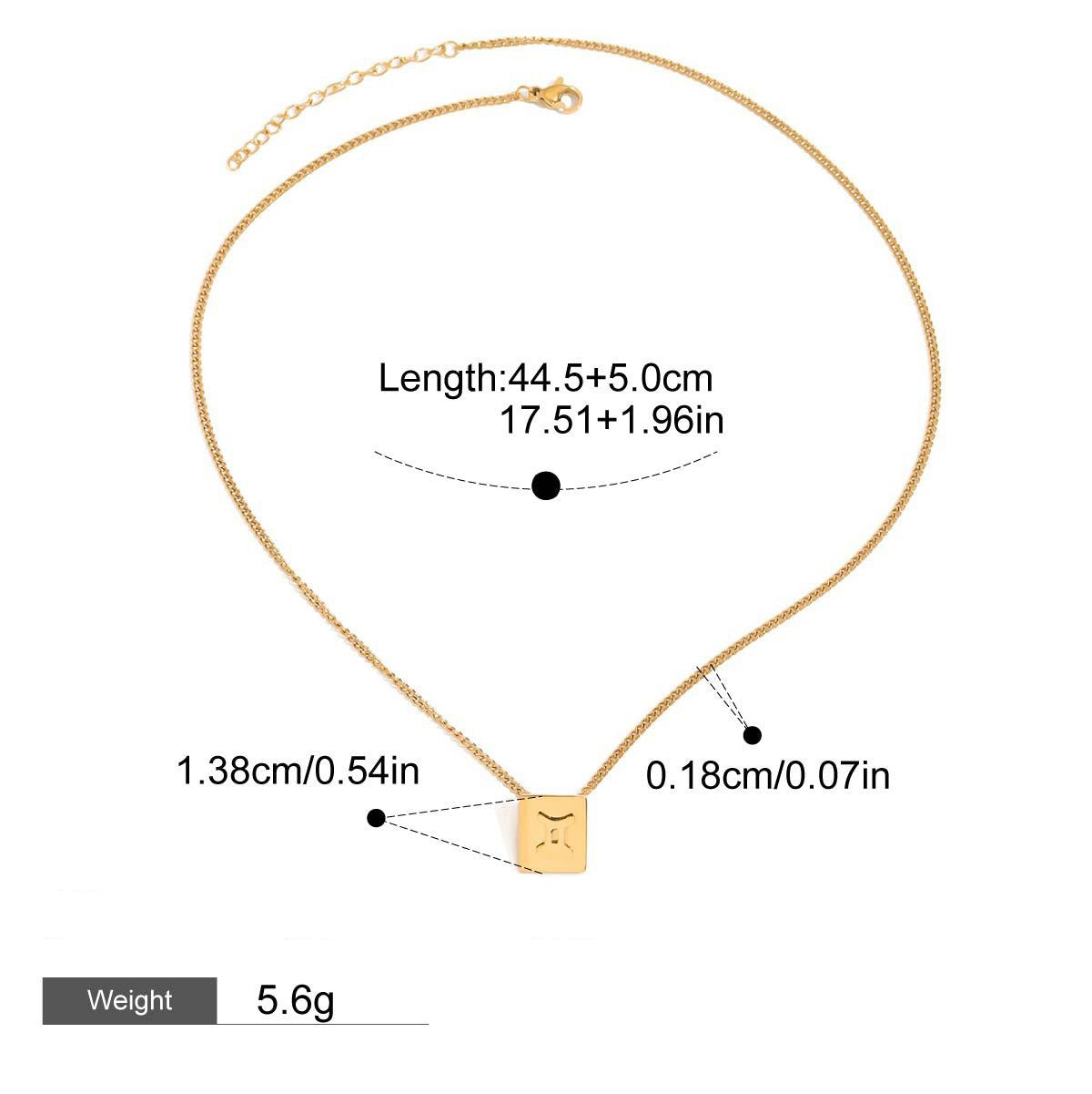 Kaze Zodiac Square Necklace | 18K Gold Celestial Pendant Necklace for Women Gemini
