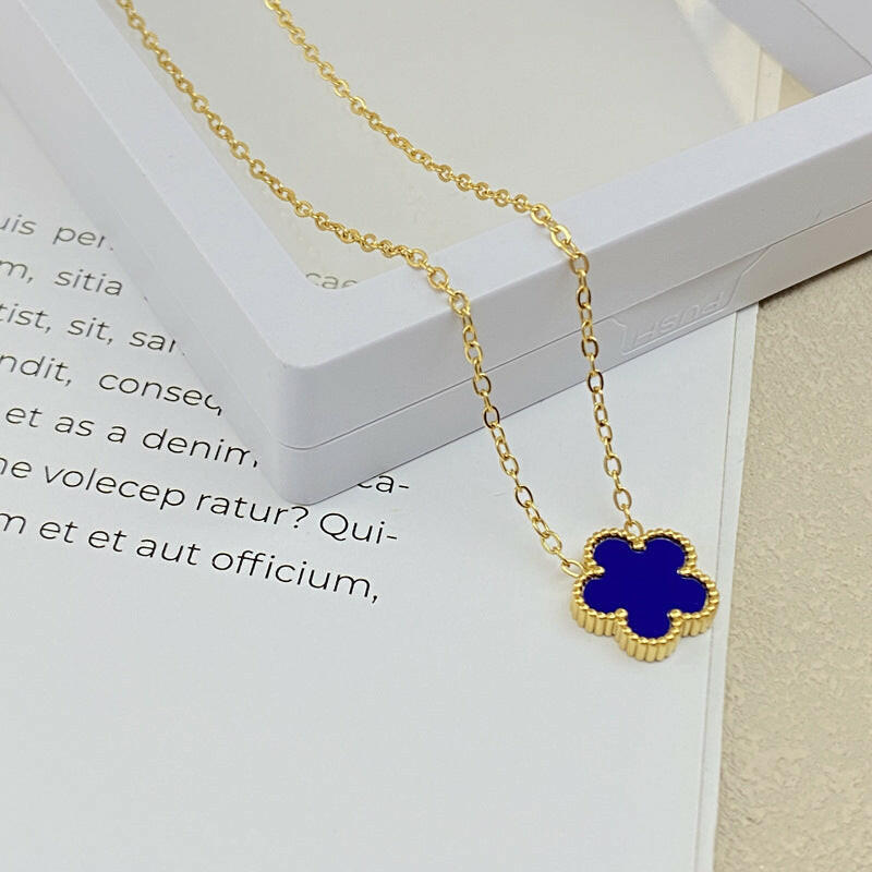 Kaze Lucky Girl Double-Sided Titanium Necklace | Reversible Colourful Pendant in 8 Colours Dark Blue