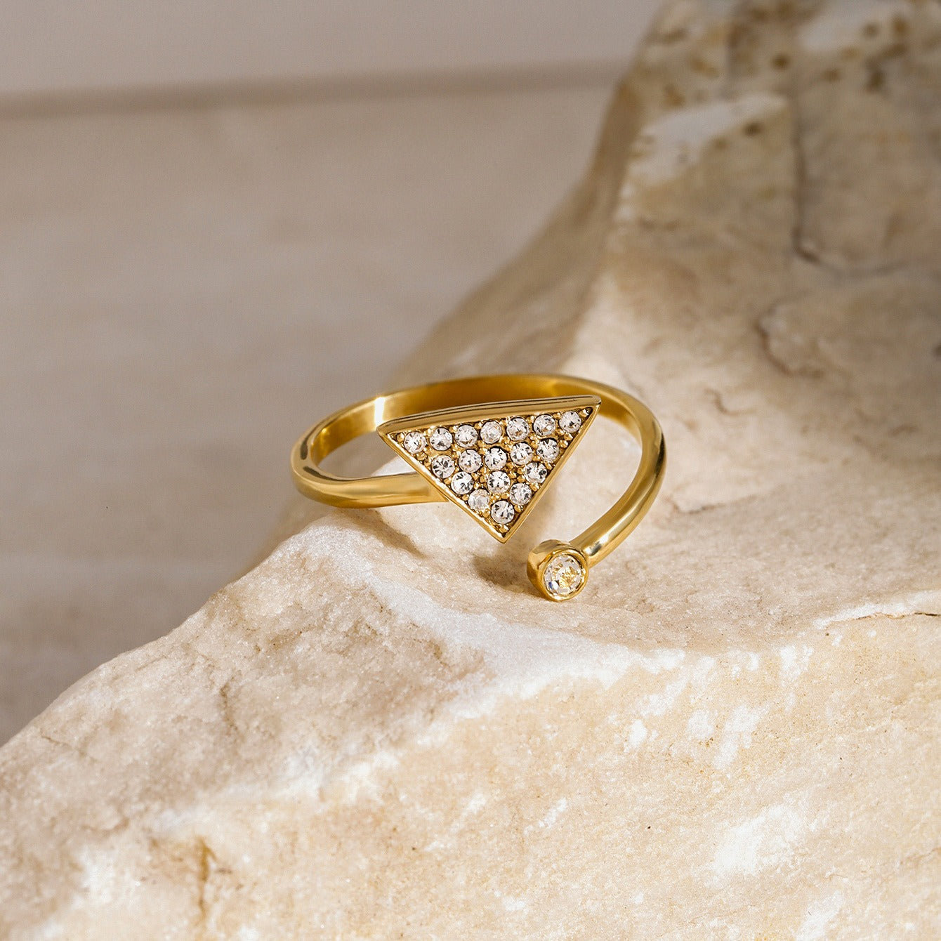 Kaze Personalised Triangular Diamond Ring | 18K Gold Statement Ring in Gold &amp; Silver