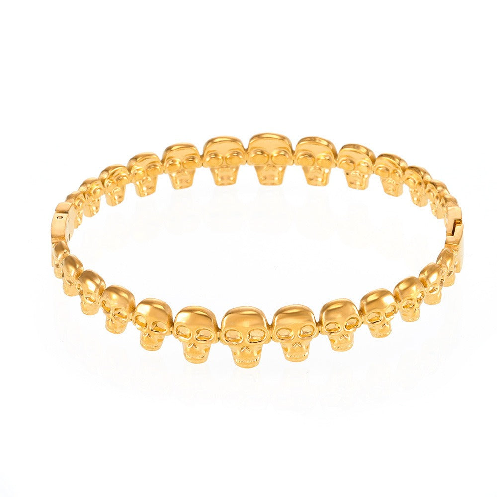 Kaze Skull Design Dark Style Bracelet | 18K Gold Statement Bracelet in Gold &amp; Silver
